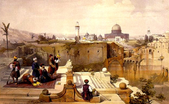 Mezquita de Omar y al fondo el Templo de Jerusalén. – Agencia Viajes Próximo Oriente