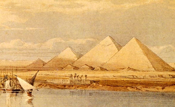 Falucas remontando el Nílo con las pirámides al fondo – Agencia Viajes Próximo Oriente