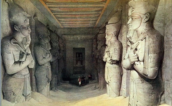 Lámina del interior de uno de los Templos de Abu Sinbel (Egipto).