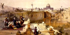 Mezquita de Omar y al fondo el Templo de Jerusalén