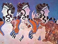 Pintura mural de mujeres minoicas en el palacio de Knossos, Creta (Grecia) – Agencia Viajes Próximo Oriente