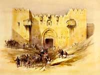 Lámina de la Puerta de Damasco en las murallas de Jerusalén. – Agencia Viajes Próximo Oriente”