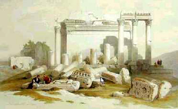 Lámina de las ruinas de Baalbek (Líbano) – Agencia Viajes Próximo Oriente